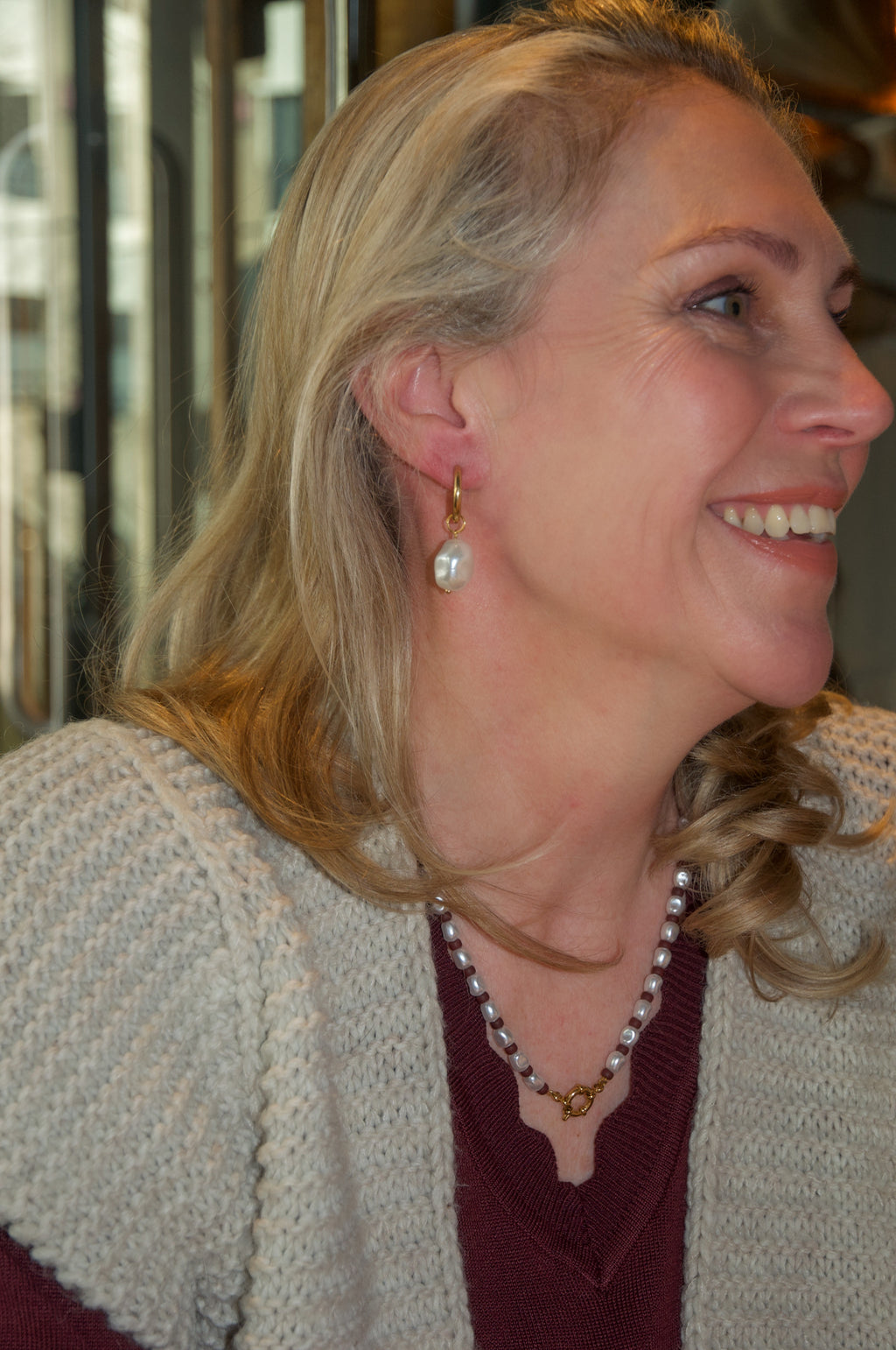 Heleen - Parel bruin ketting