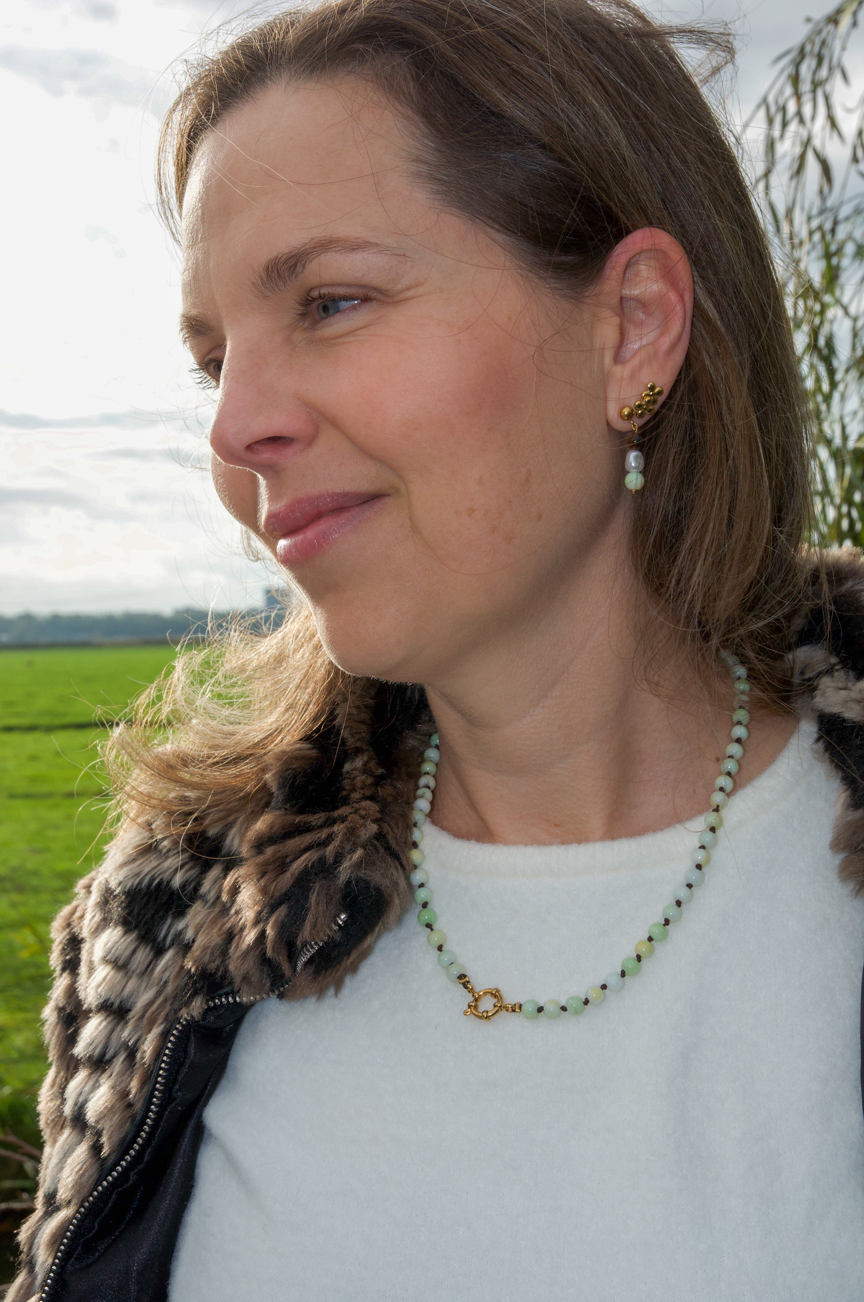 Marlies - Natuursteen knoop ketting